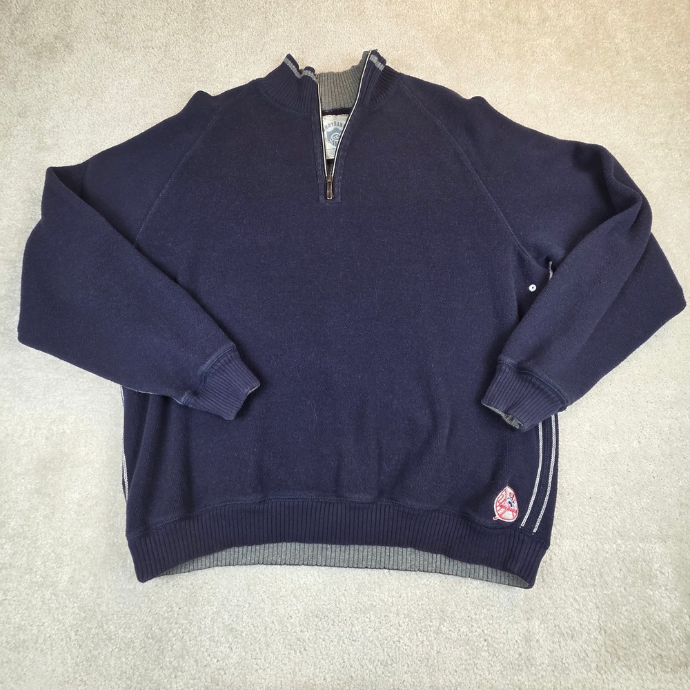 Tommy Bahama New York Yankees 1/4 Zip Pullover Sweater Mens L Navy Cotton